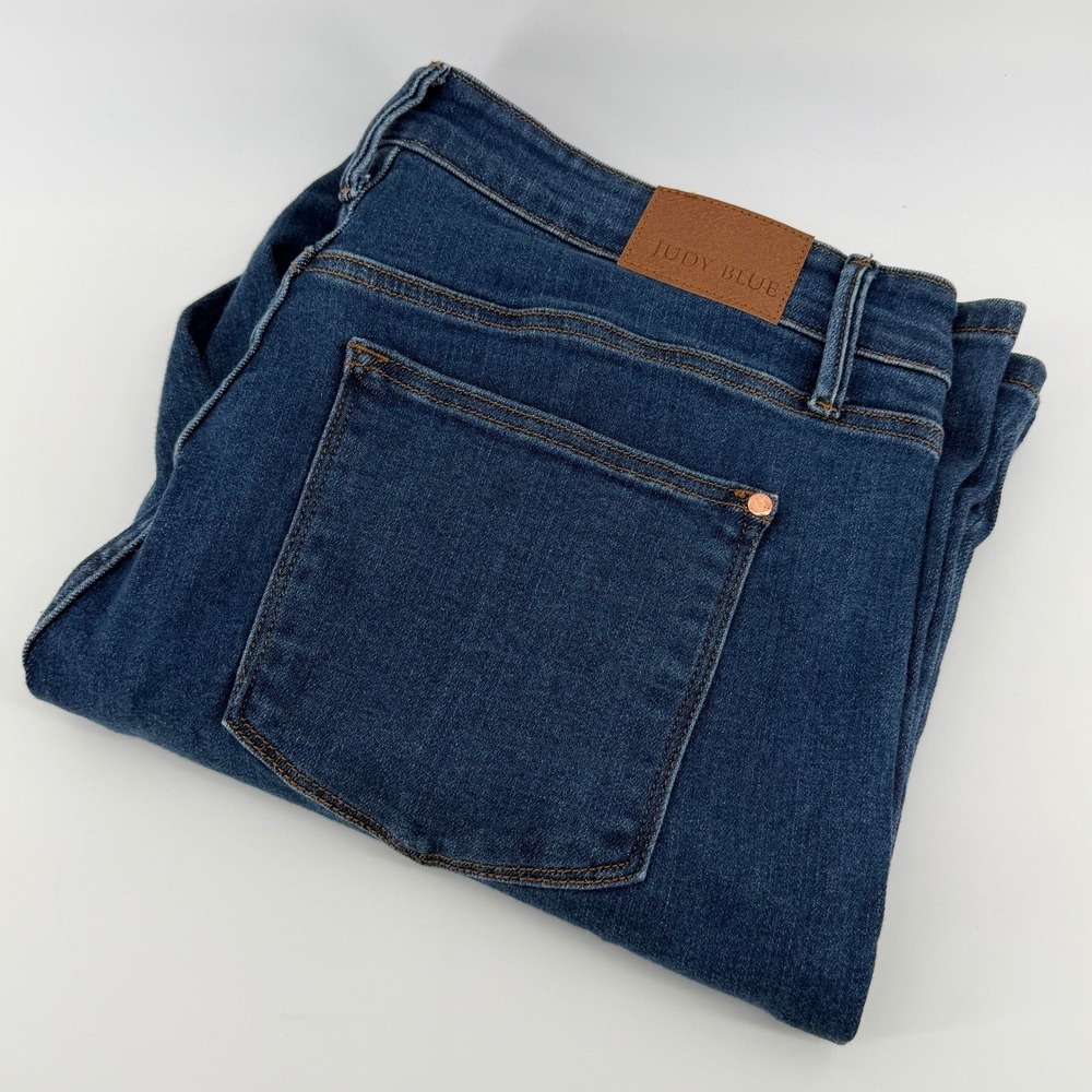 Judy Blue Womens High Rise Wide Leg Jeans Medium Wash Stretch Denim Size 18